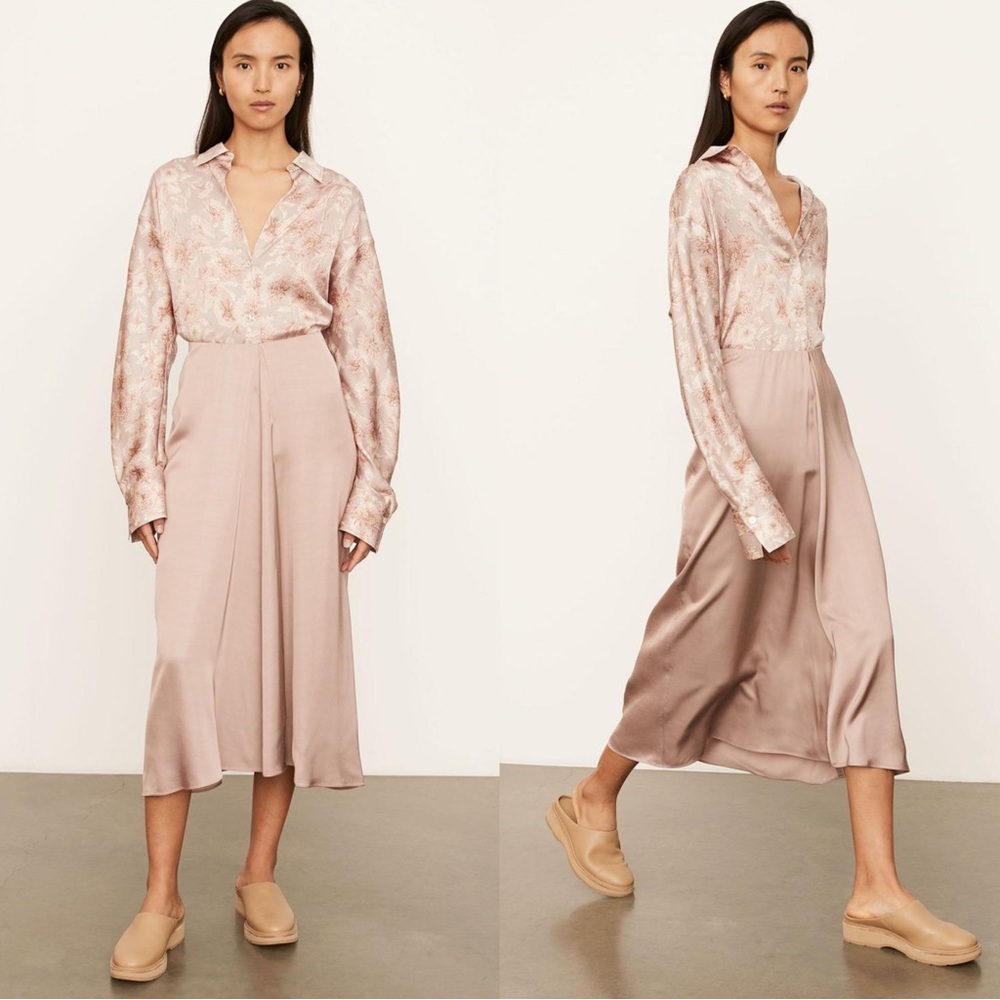 NWT Vince Draped Pleat Skirt in Blush/Lotus Shell Size 6